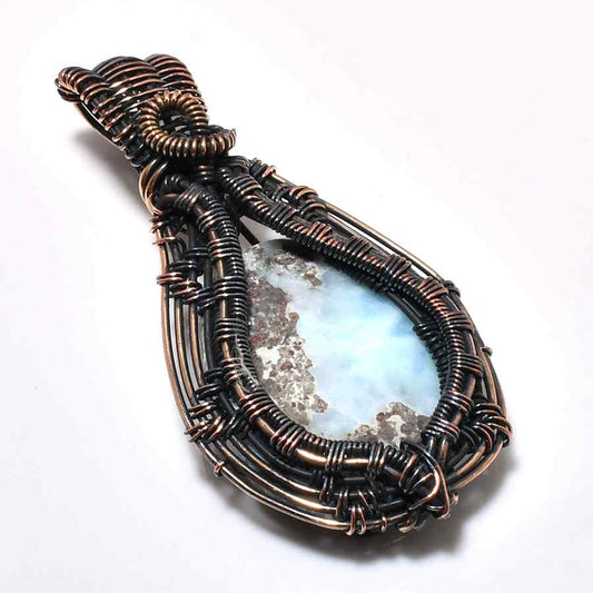 Ocean’s Embrace – Larimar & Copper Pendant