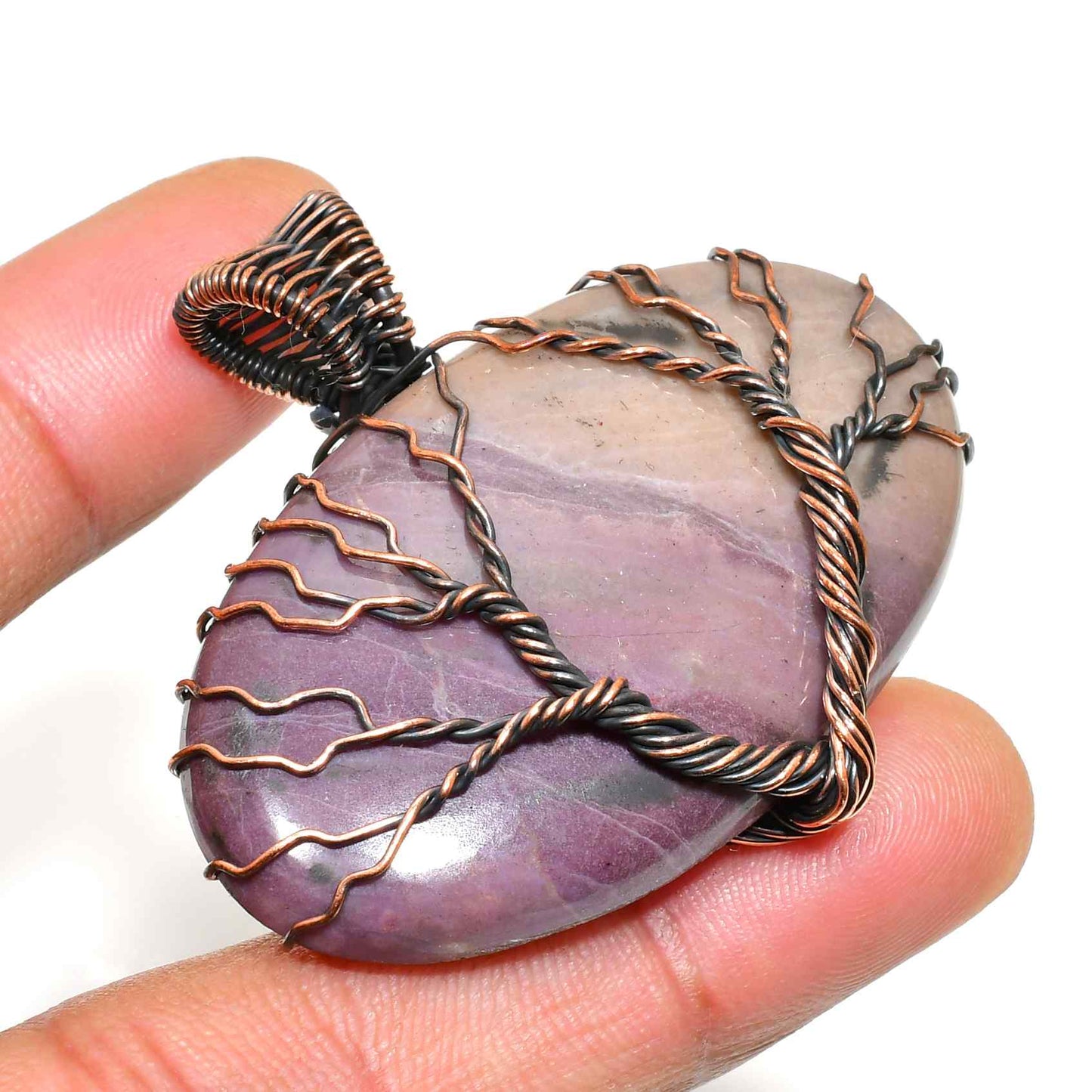 Ezra’s Veil – Amethyst & Copper Mystic Pendant