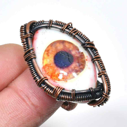 Seer’s Gaze – Oxidized Copper Eye Ring