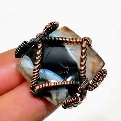 Gaia’s Grace – Agate & Oxidized Copper Pendant