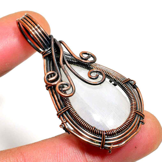 Celestial Cascade – Clear Quartz & Oxidized Copper Pendant