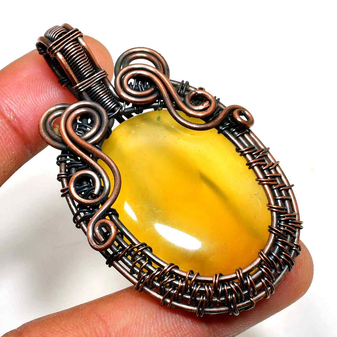 Aurora’s Radiance – Citrine & Copper Pendant