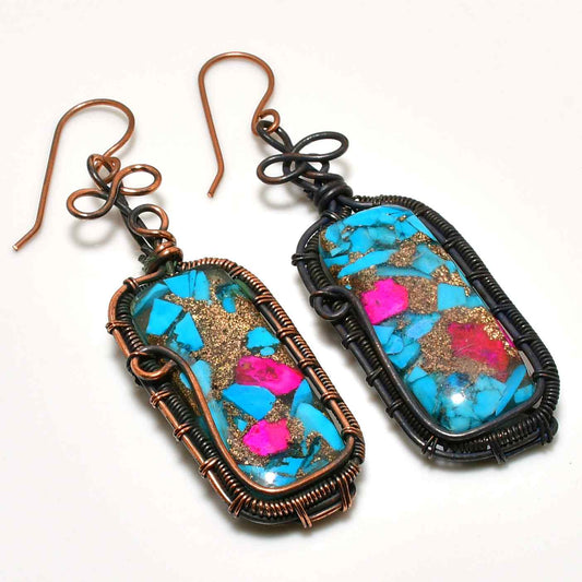 Azura’s Echo – Turquoise & Copper Earrings
