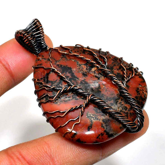 Gaia’s Ember – Red Jasper Tree of Life Pendant