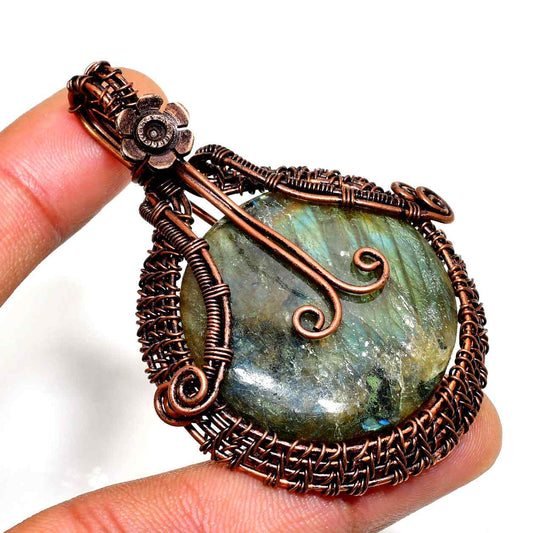 Ezra’s Veil – Labradorite & Oxidized Copper Pendant