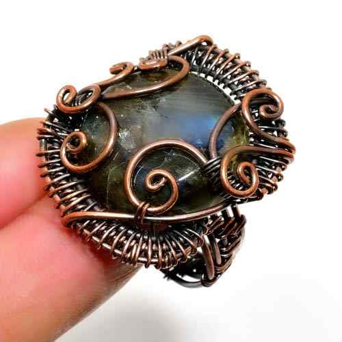 Labyrinthine Radiance – Labradorite Copper Ring