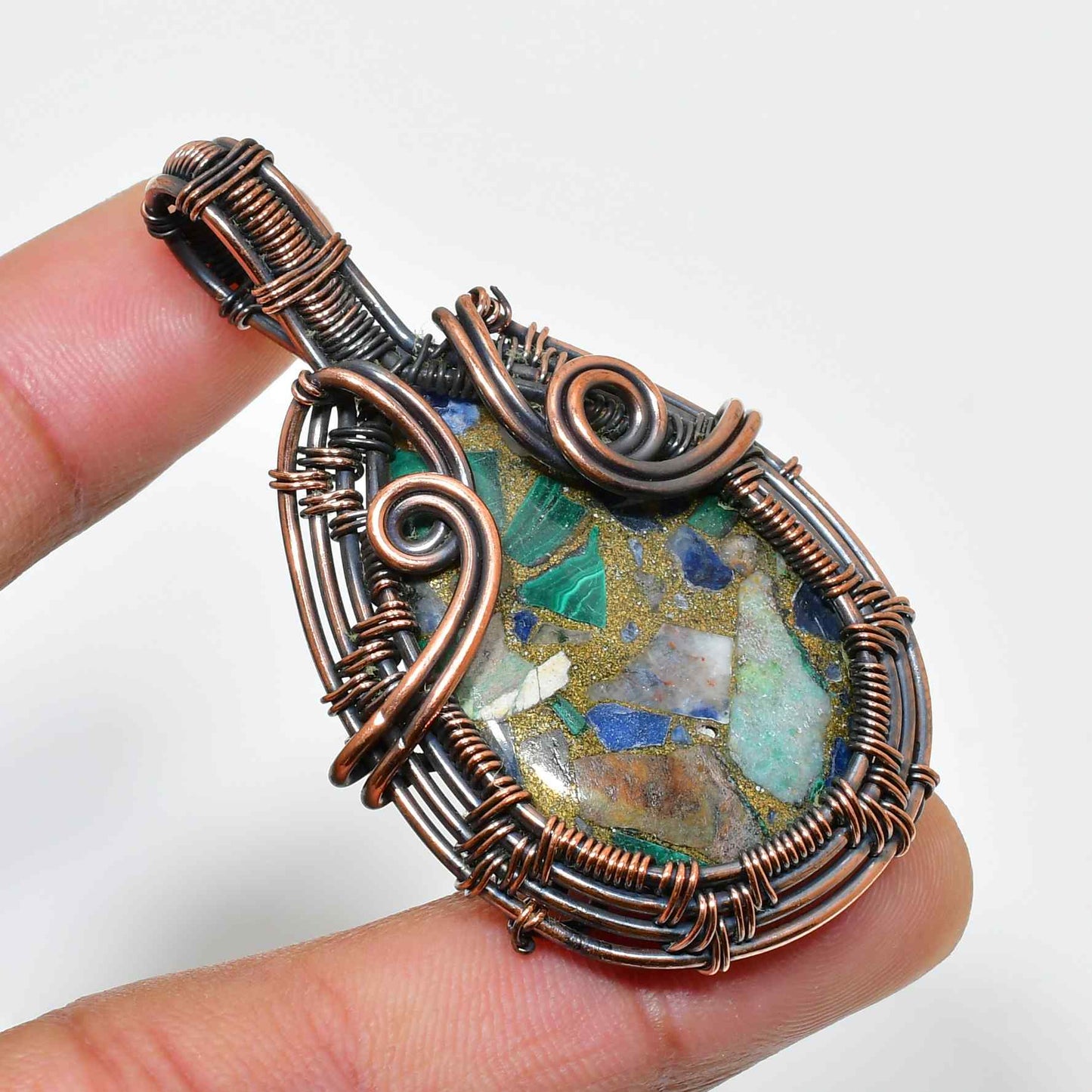 Terra’s Balance – Mixed Stone & Copper Pendant