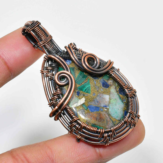 Terra’s Balance – Mixed Stone & Copper Pendant