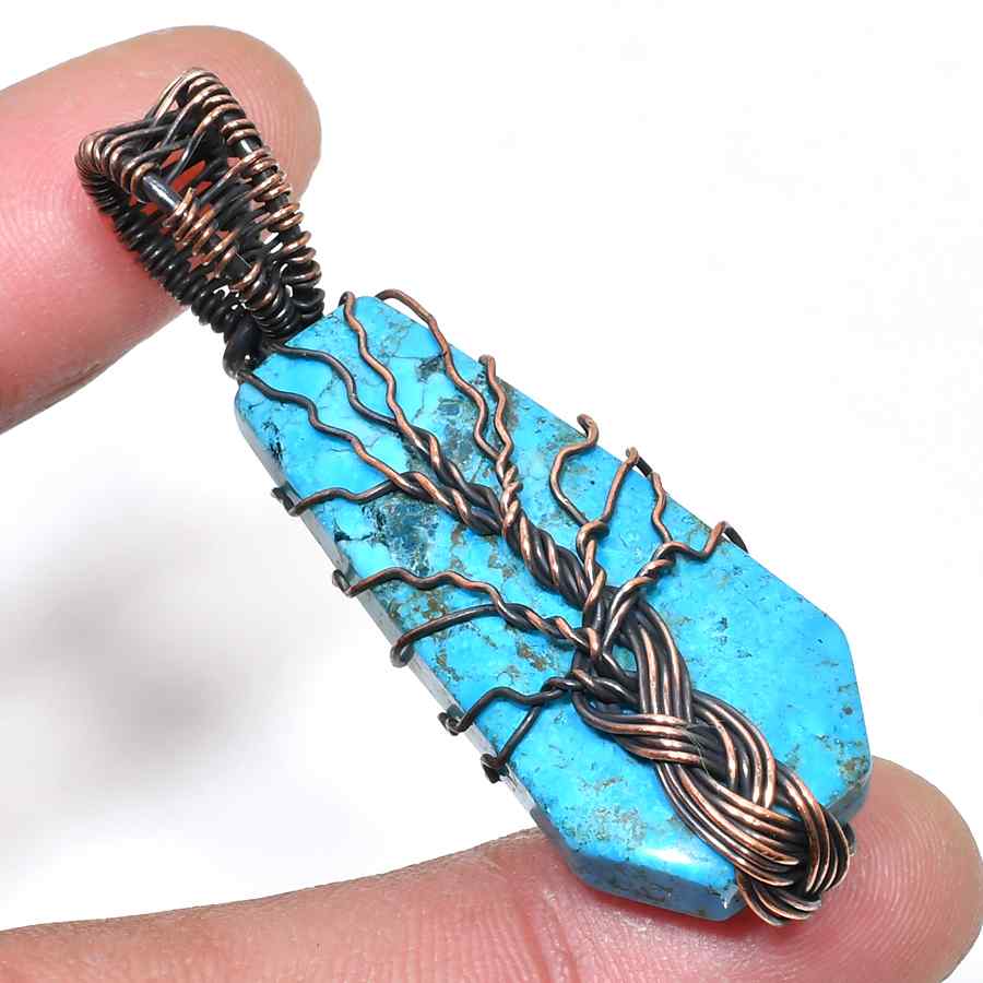Serene Roots – Turquoise Copper Tree of Life Pendant