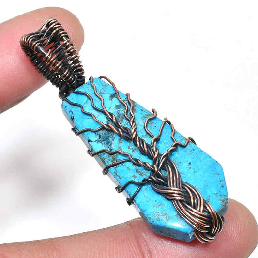 Serene Roots – Turquoise Copper Tree of Life Pendant