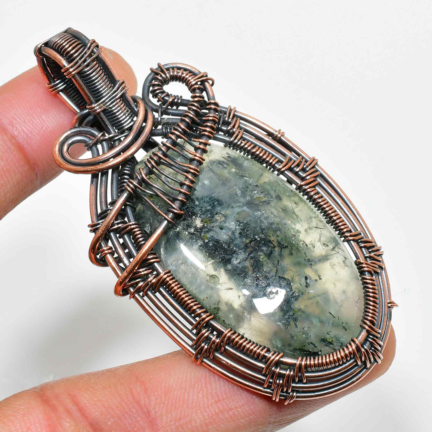 Earth’s Embrace – Moss Agate Copper Pendant