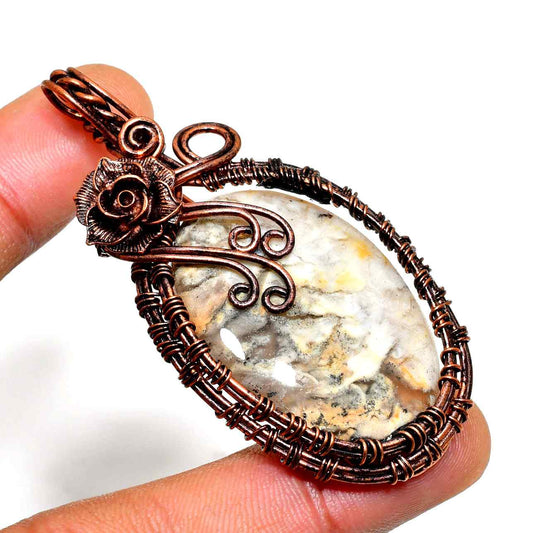 Gaia’s Embrace – Copper-Wrapped Natural Stone Pendant