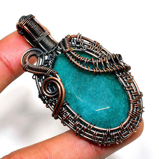 Azure Embrace – Blue Aventurine Copper Pendant