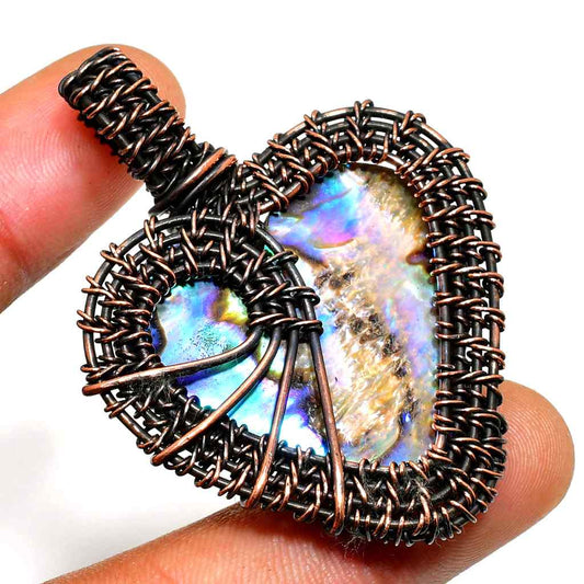 Ezra’s Veil – Oxidized Copper Labradorite Pendant