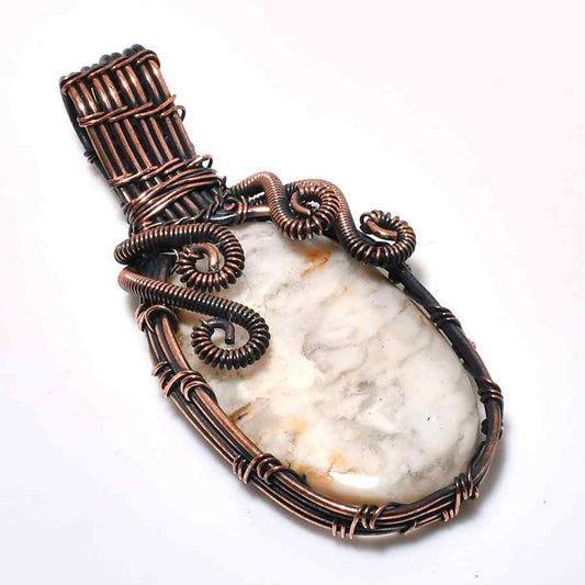 Odin’s Whisper – White Marble & Oxidized Copper Pendant