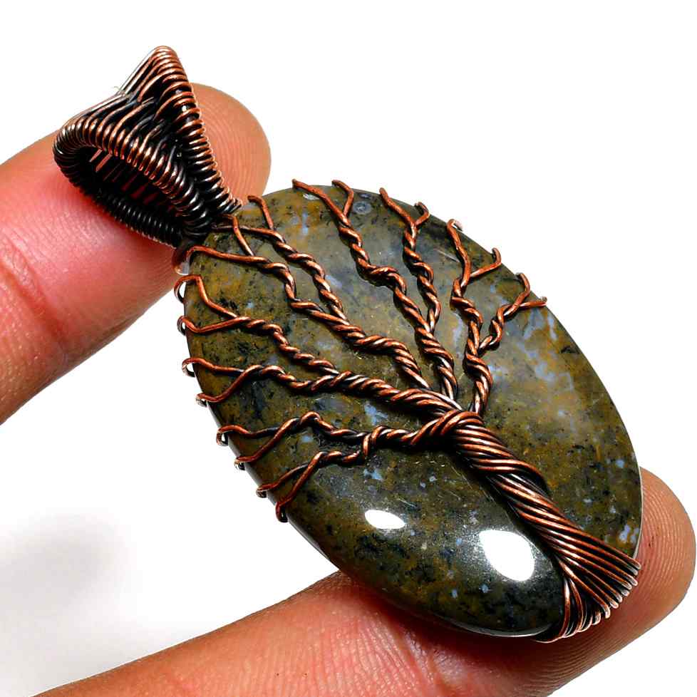 Gaia’s Essence – Stone & Copper Tree of Life Pendant