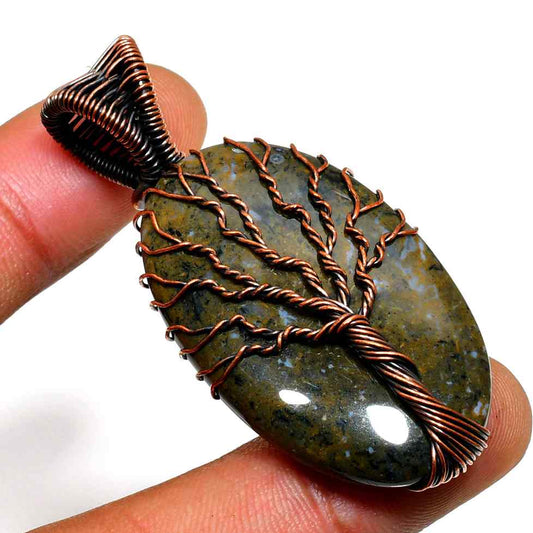Gaia’s Essence – Stone & Copper Tree of Life Pendant