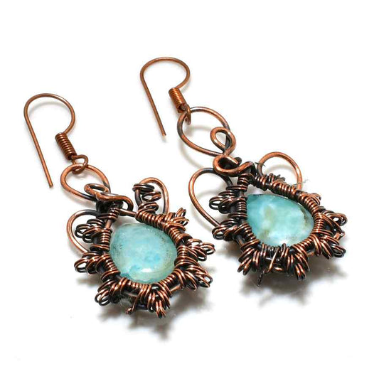 Ocean’s Whisper – Aquamarine Copper Earrings