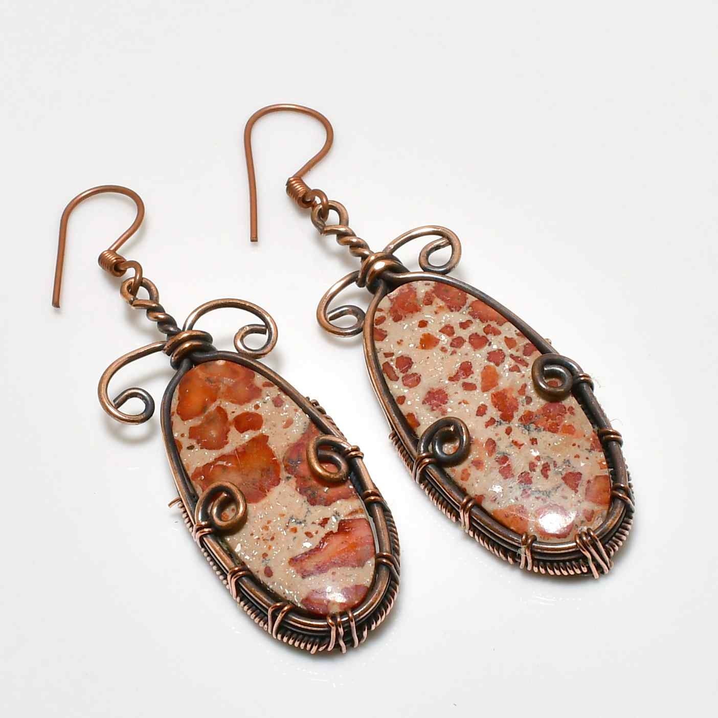 Ember Elegance – Jasper & Copper Earrings