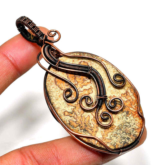 Gaia’s Embrace – Copper-Wrapped Stone Pendant