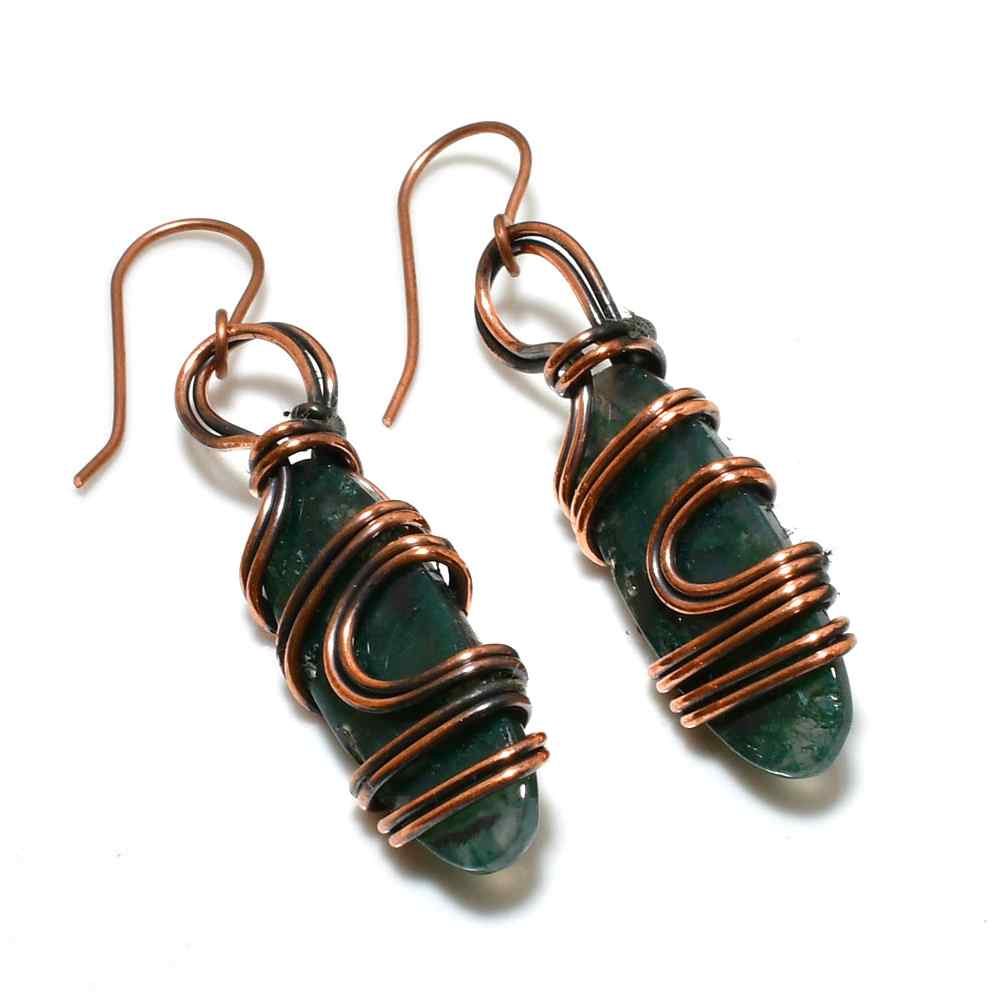 Verdant Harmony – Green Aventurine Copper Earrings