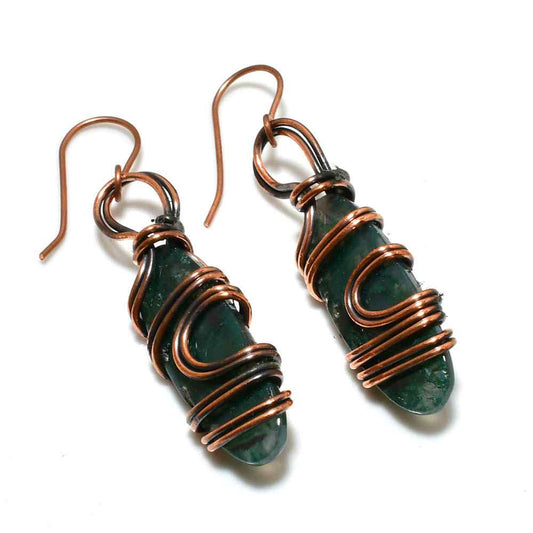 Verdant Harmony – Green Aventurine Copper Earrings