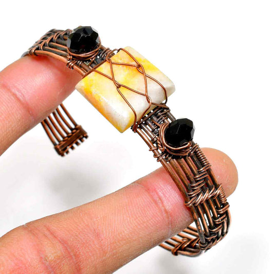 Solara’s Embrace – Yellow Stone & Copper Bracelet
