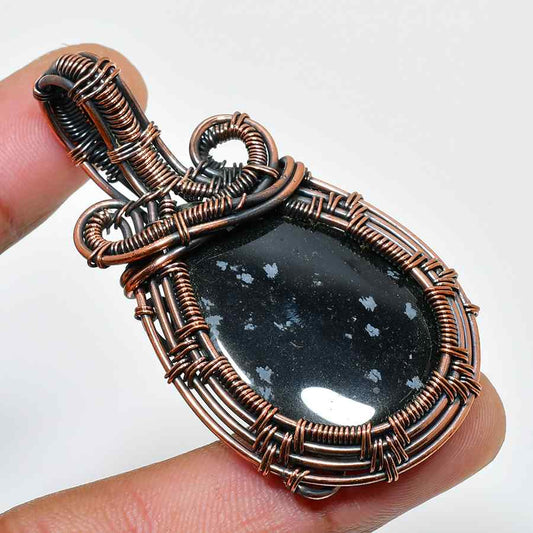 Ebon Aegis – Black Obsidian Copper Pendant