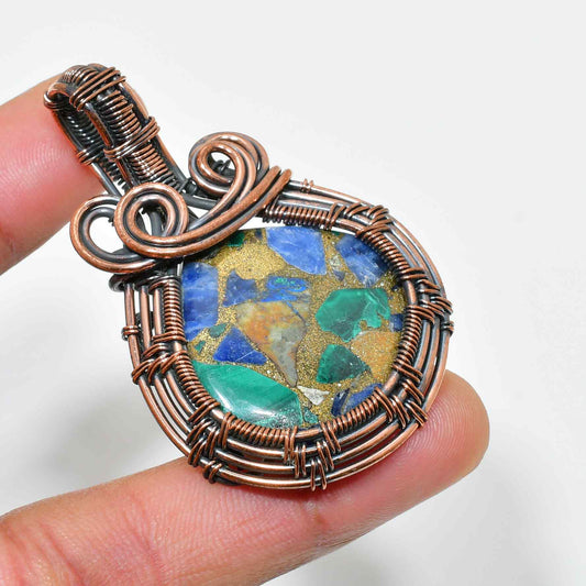 Gaia’s Harmony – Lapis Lazuli & Malachite Copper Pendant