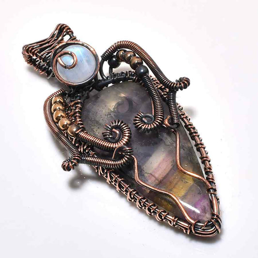 Luna’s Embrace – Fluorite Copper Pendant