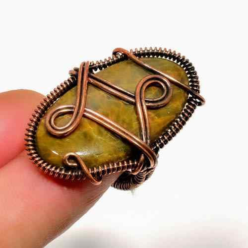 Gaia’s Embrace – Copper Wrapped Earthstone Ring