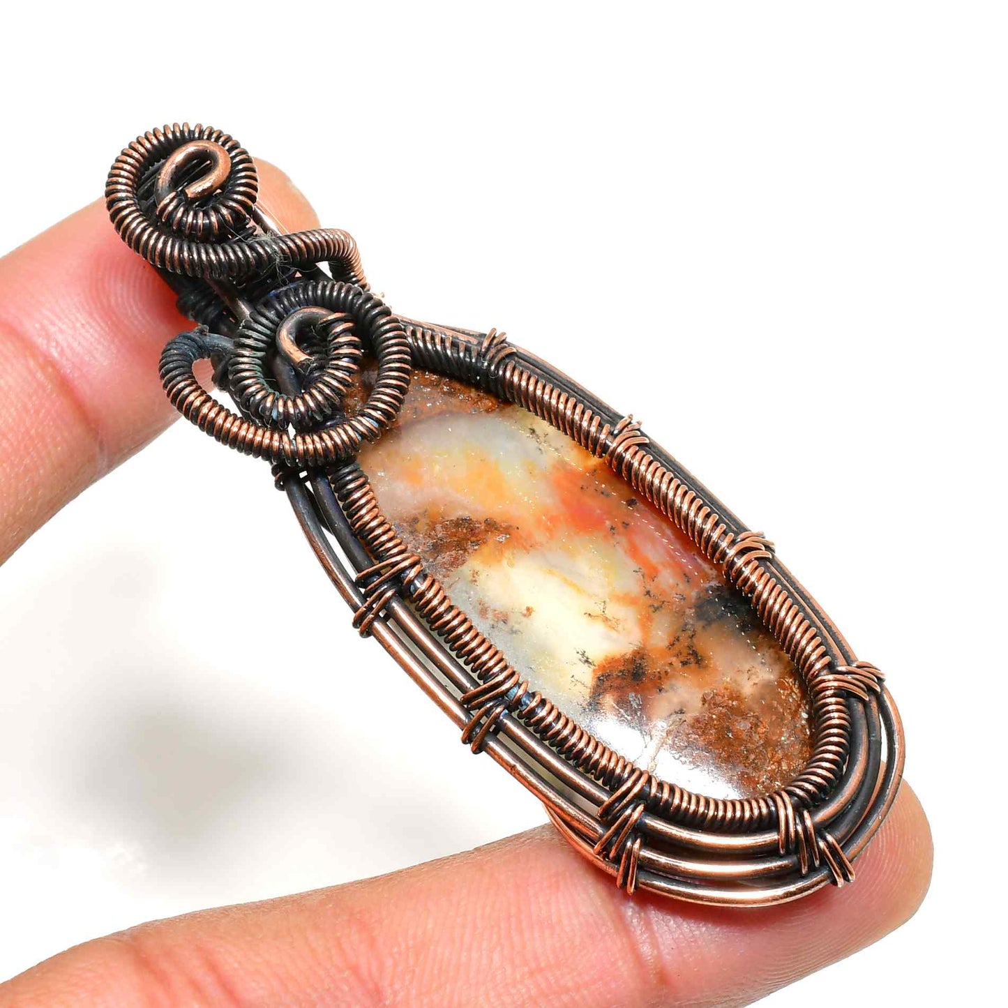 Earth’s Heart – Oxidized Copper & Natural Stone Pendant