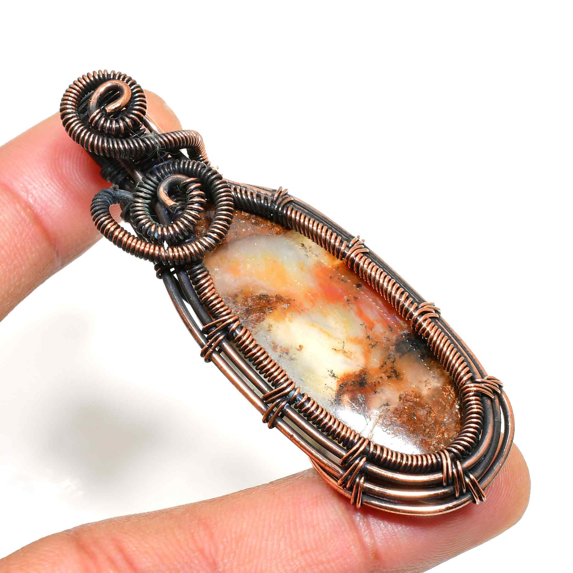 Earth’s Heart – Oxidized Copper & Natural Stone Pendant