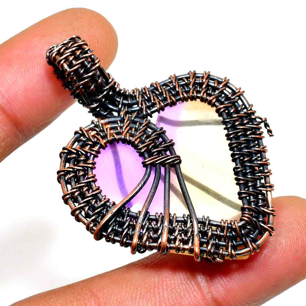 Ezra’s Veil – Handwrapped Amethyst & Copper Pendant