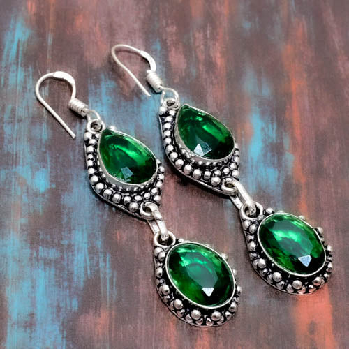 Eden’s Embrace – Green Stone Drop Earrings