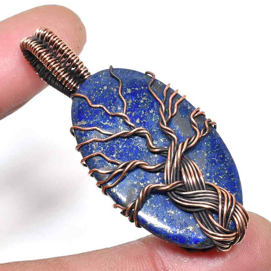 Azure Arbor – Lapis Lazuli Copper Tree Pendant