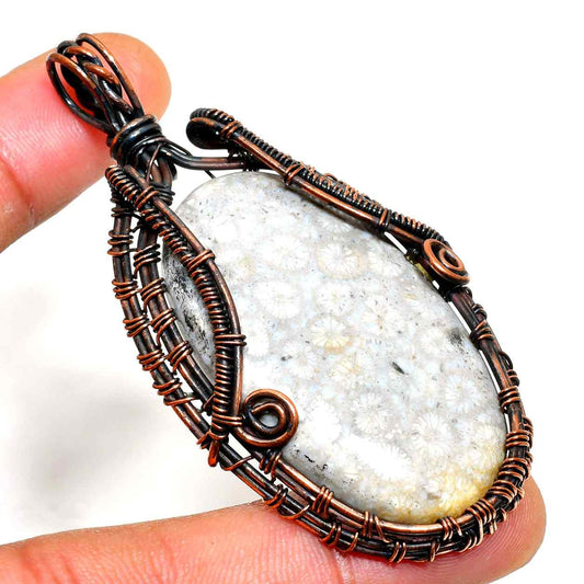 Gaia’s Embrace – Oxidized Copper Earthstone Pendant