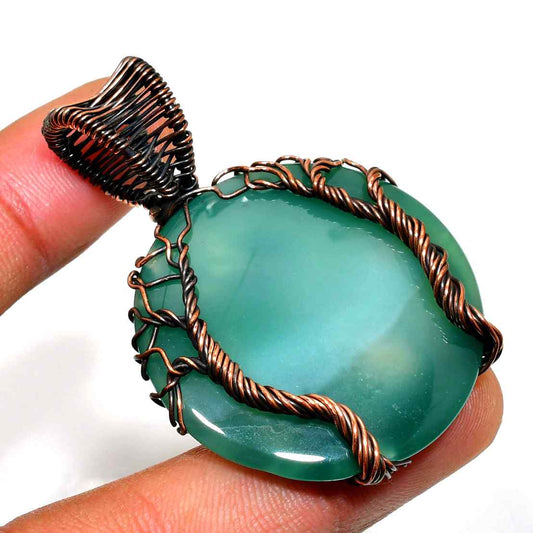Gaia’s Grace – Green Agate & Copper Pendant