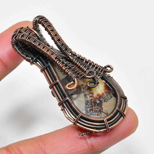 Gaia’s Embrace – Raw Gemstone Copper Pendant