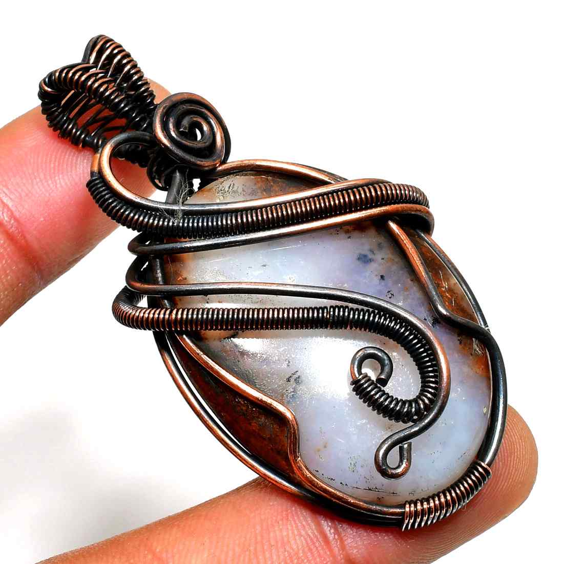Luna’s Embrace – Agate & Copper Pendant