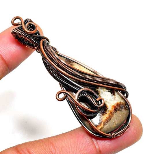 Gaia’s Harmony – Oxidized Copper & Stone Pendant