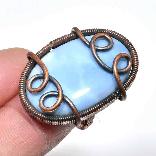 Ocean’s Whisper – Handcrafted Larimar Copper Ring