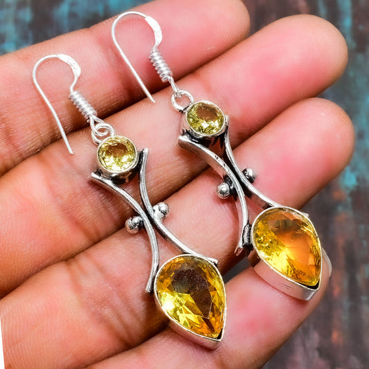 Sunlit Abundance – Citrine Sterling Silver Earrings