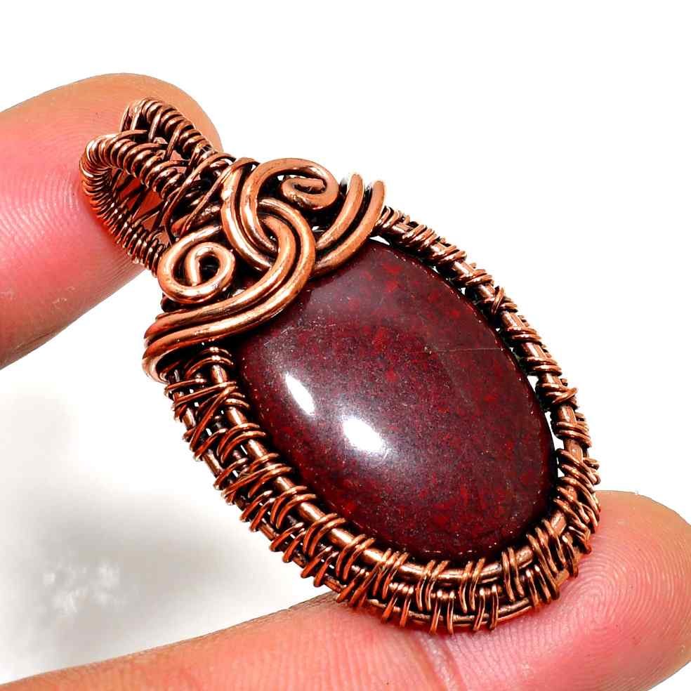 Ember’s Embrace – Red Jasper Copper Pendant