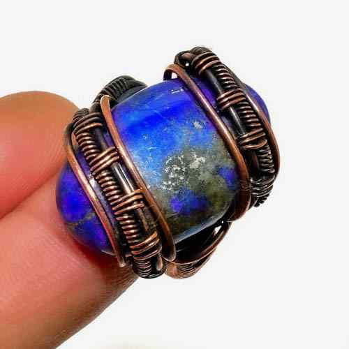 Celestial Embrace – Oxidized Copper Lapis Lazuli Ring