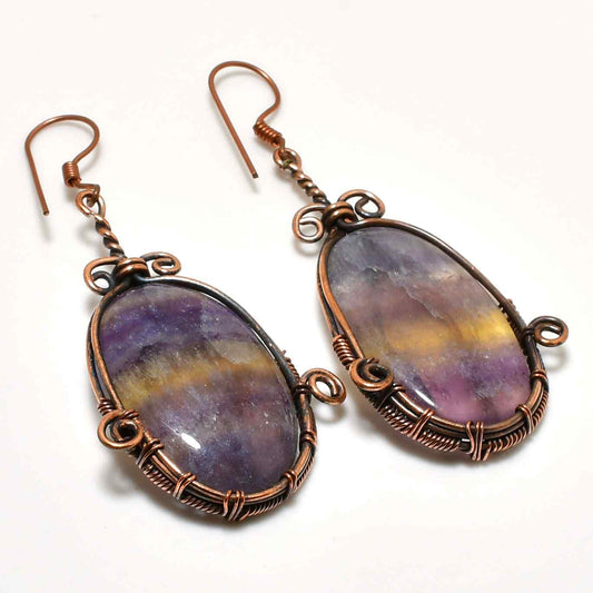 Serenity’s Glow – Fluorite & Copper Earrings