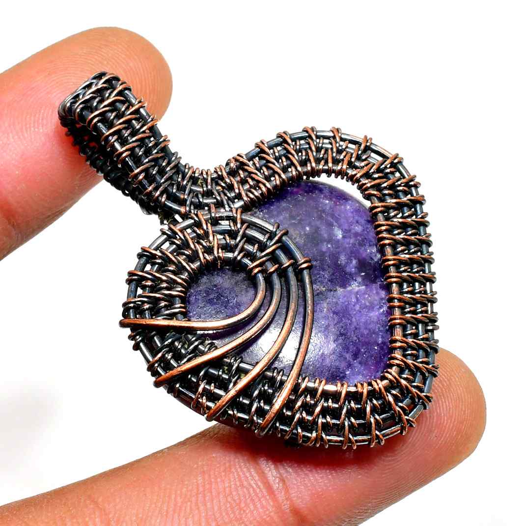 Ezra’s Veil – Amethyst & Oxidized Copper Pendant