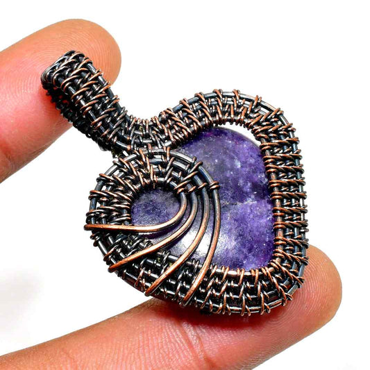Ezra’s Veil – Amethyst & Oxidized Copper Pendant