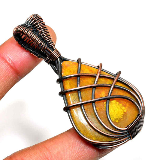 Sunset Reverie – Yellow Gemstone Copper Pendant