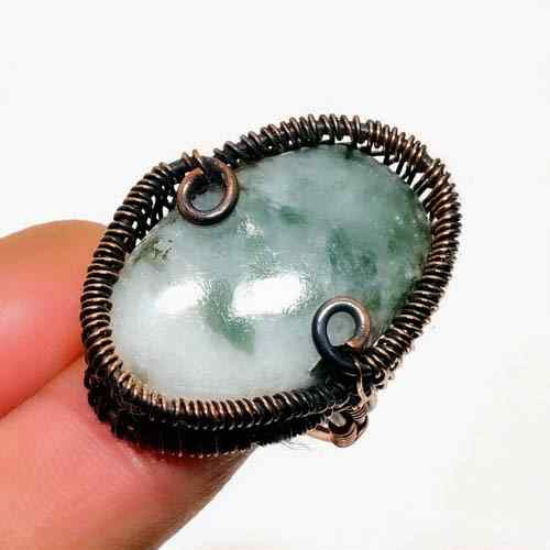 Serenity Stone – Jade & Bronze Wire Ring
